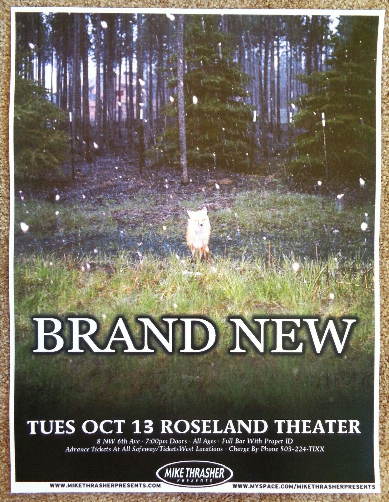Brand New W/ Jesse Lacey 2009 Gig Poster Portland Oregon Concert