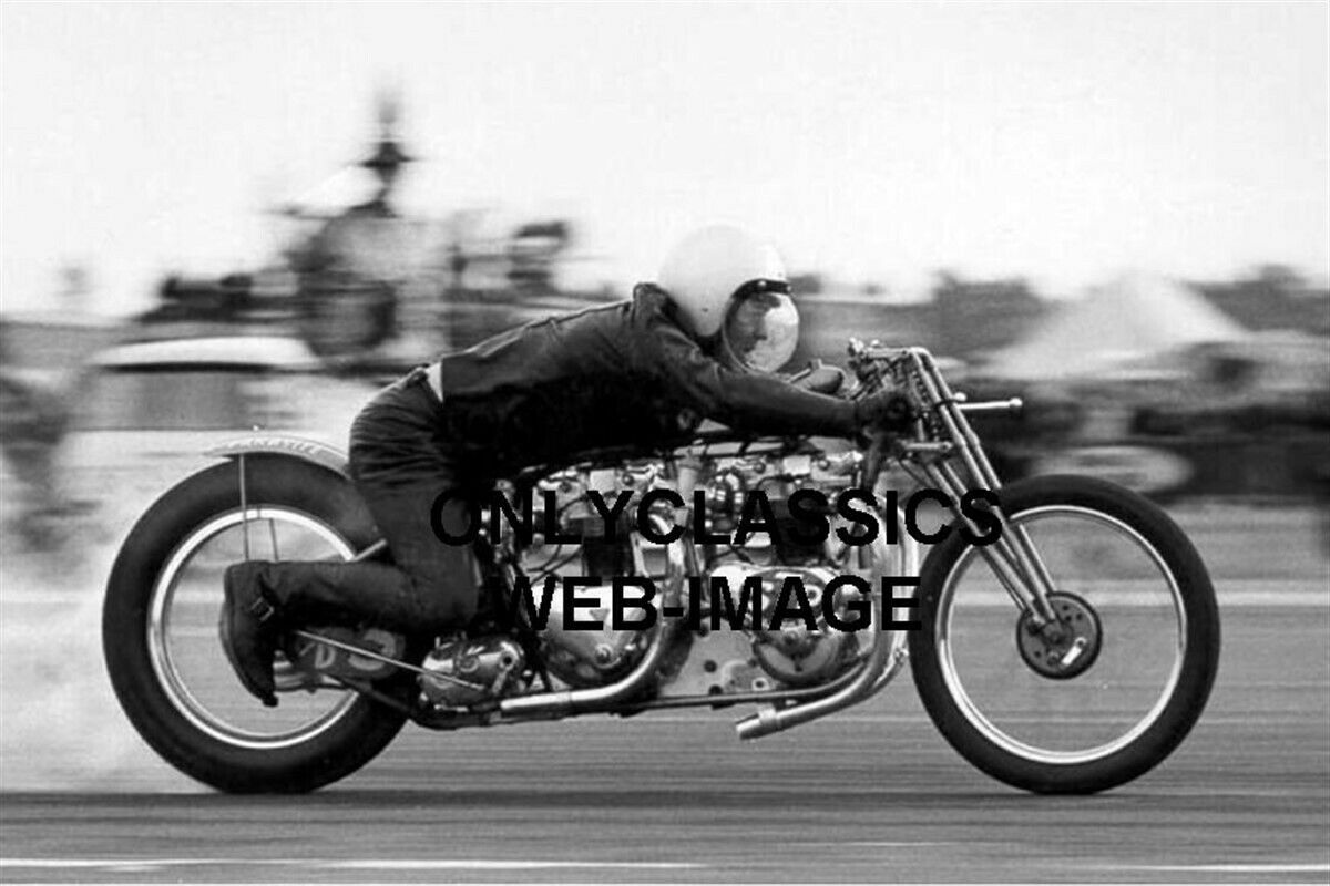 1964 DON HIGHLAND TRIUMPH T110 PARASITE TWIN ENGINE DRAG MOTORCYCLE RACING PHOTO