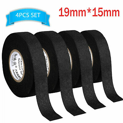 4 Rolls TESA Cloth Tape Adhesive Looms Wire Harness 19mm*15m Black For Car Auto