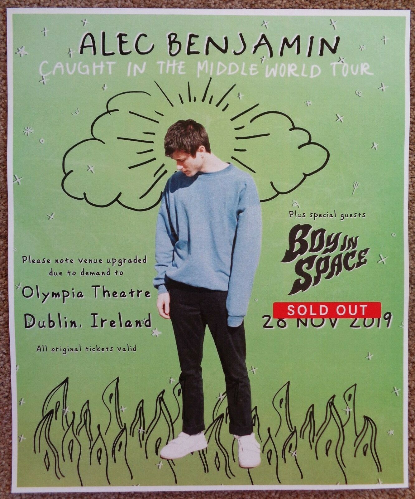 Alec Benjamin 2019 Gig Poster Dublin Ireland Concert