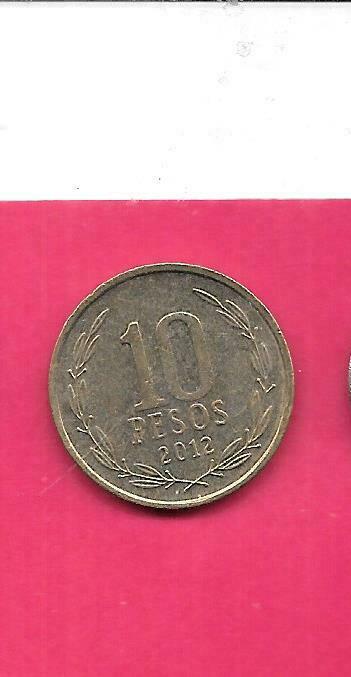 Chile Chliean Km228.2 2012 Xf-super Fine-nice  Modern 10 Peso Coin