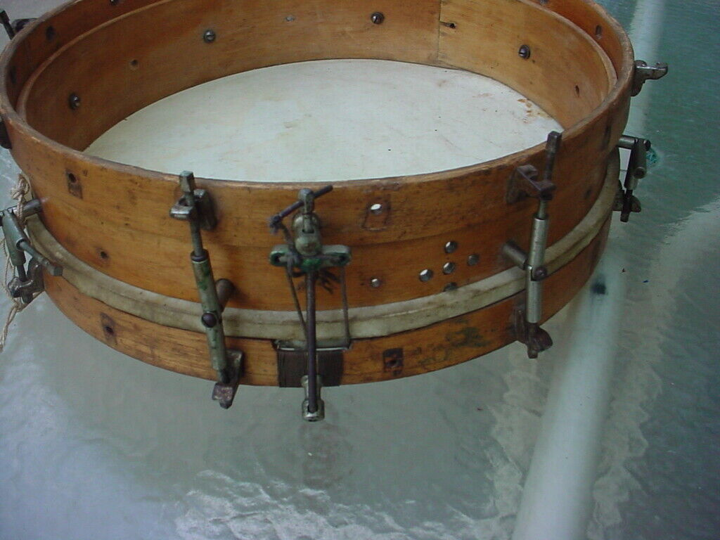 1930's Drop Rod Swivel Lug? 14x3 Wood Hoop Snare Drum For Restoration