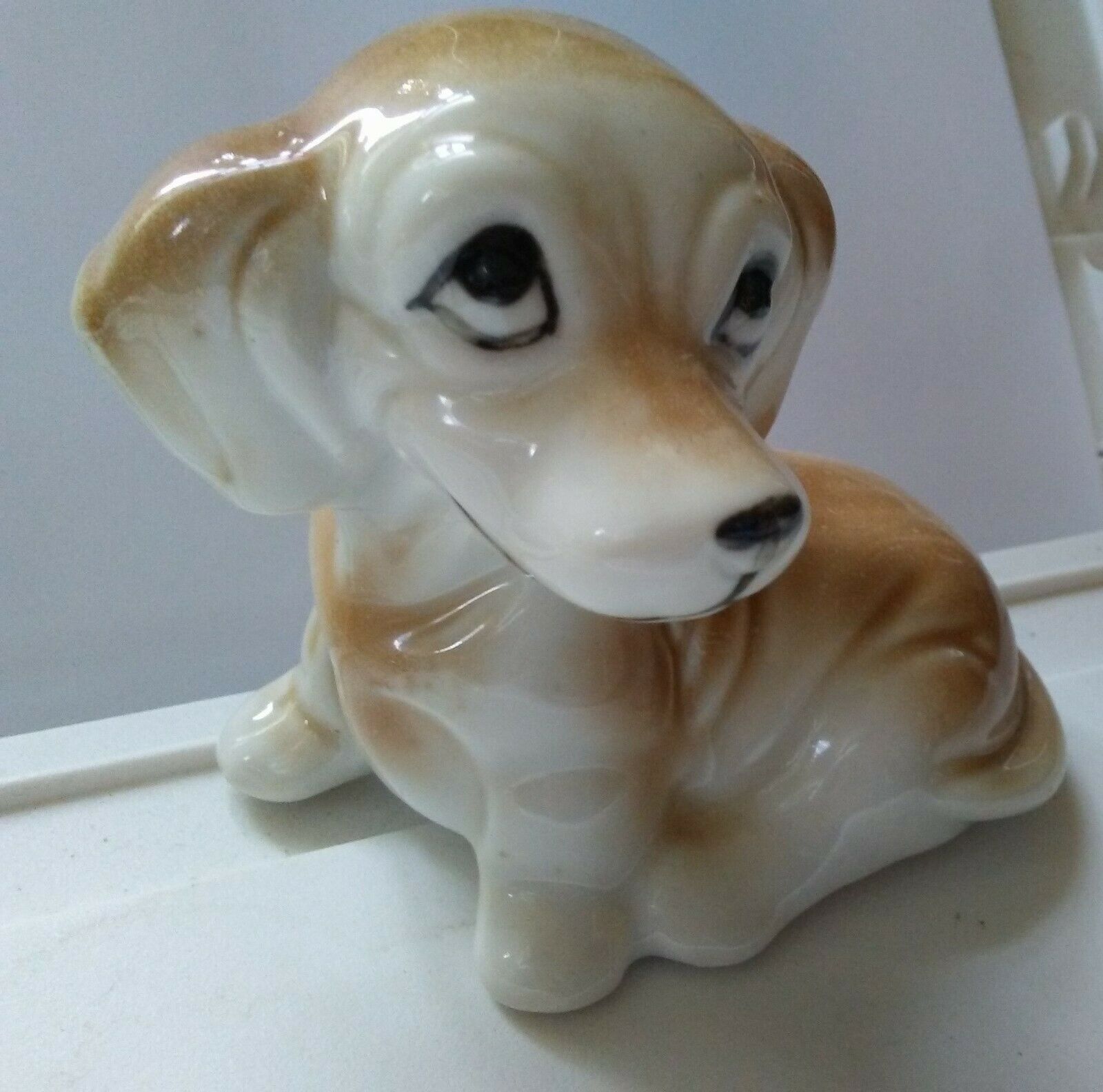 Sitting Floppy Ear Glazed Puppy Dog Figurine Vintage