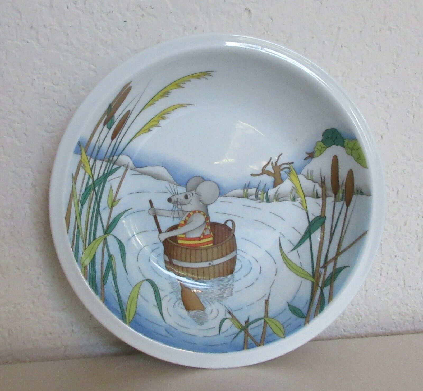 Winterling Porzellan Germany Child's Bowl Mouse Going Down River in Barrel