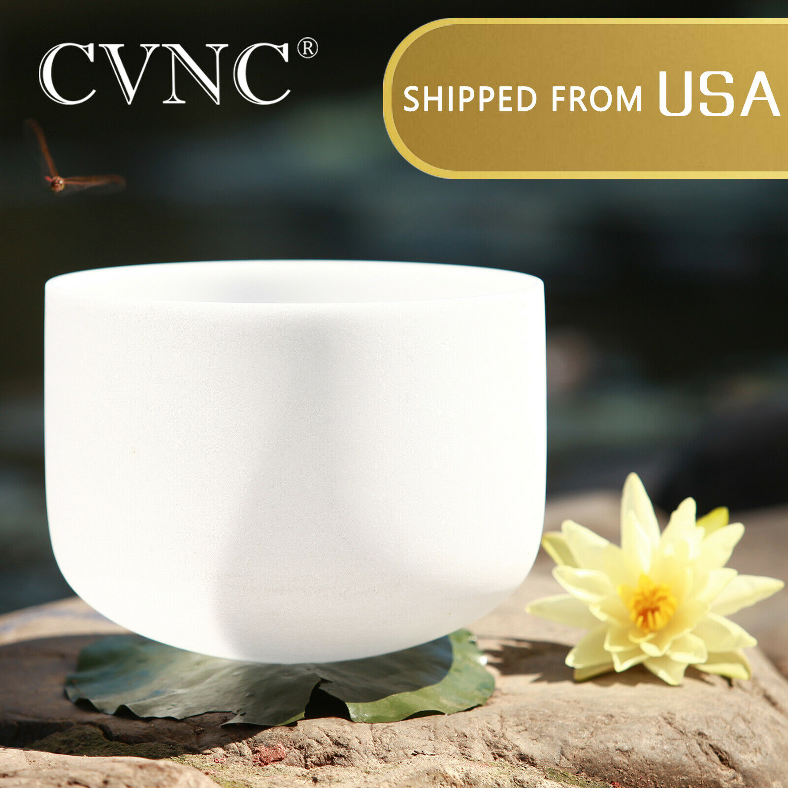 Cvnc 8 Inch A Third-eye Chakra Frosted Quartz Crystal Singing Bowl Meditation