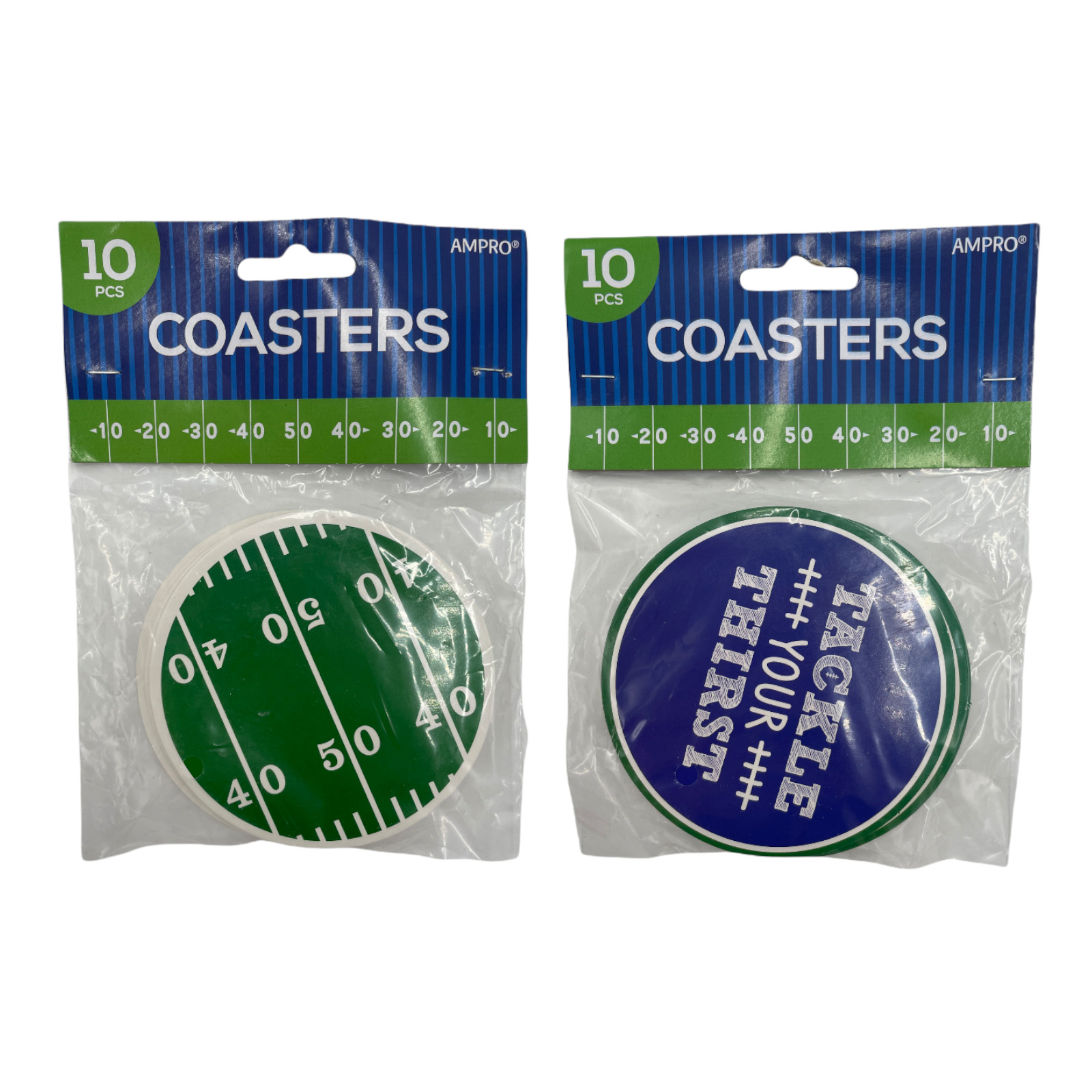 2 Pack Ampro Football Theme Disposable Coasters 2 Designs 10 Each Party Birthday