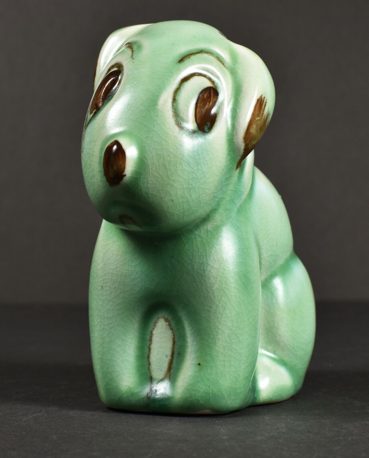 Vintage Green Comical Bug-eyed Dog, England