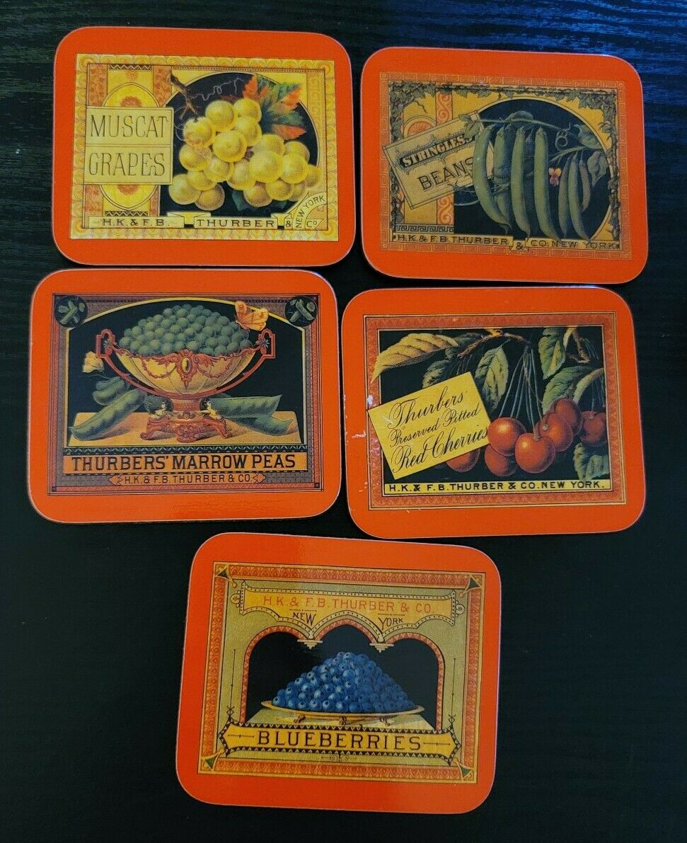 Set Of 5 Metropolitan Museum Of Art Canning Labels Coasters Z1