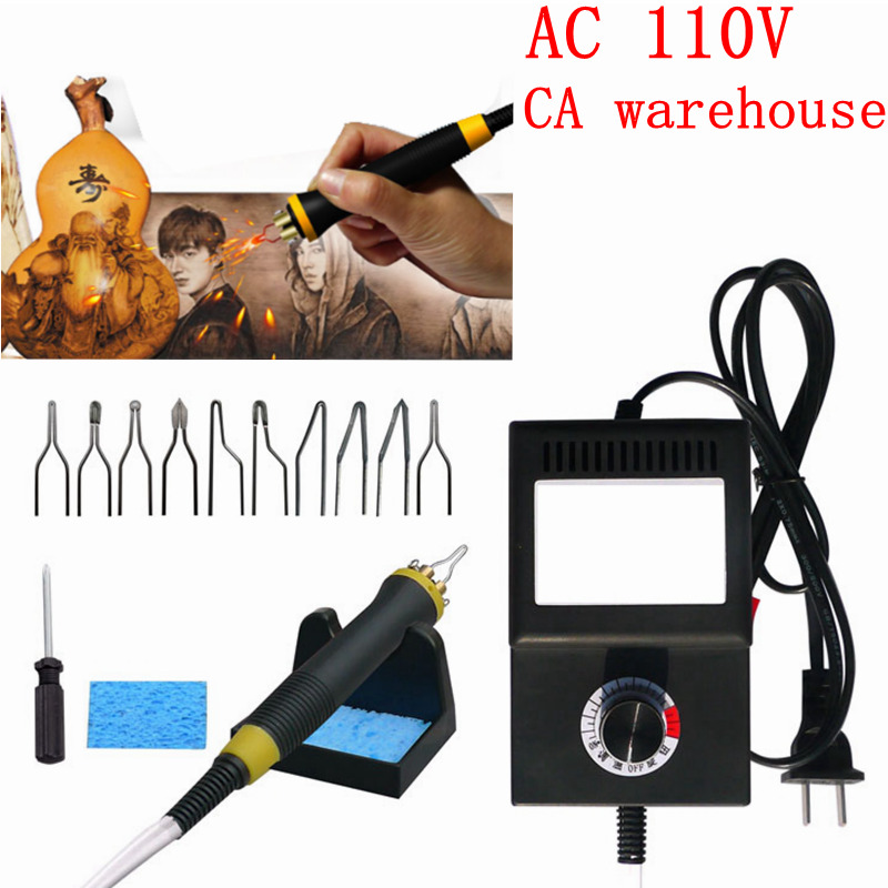 110V 25W Crafts Wood Multifunction Pyrography Machine Heating Wire Pen Kit Tool