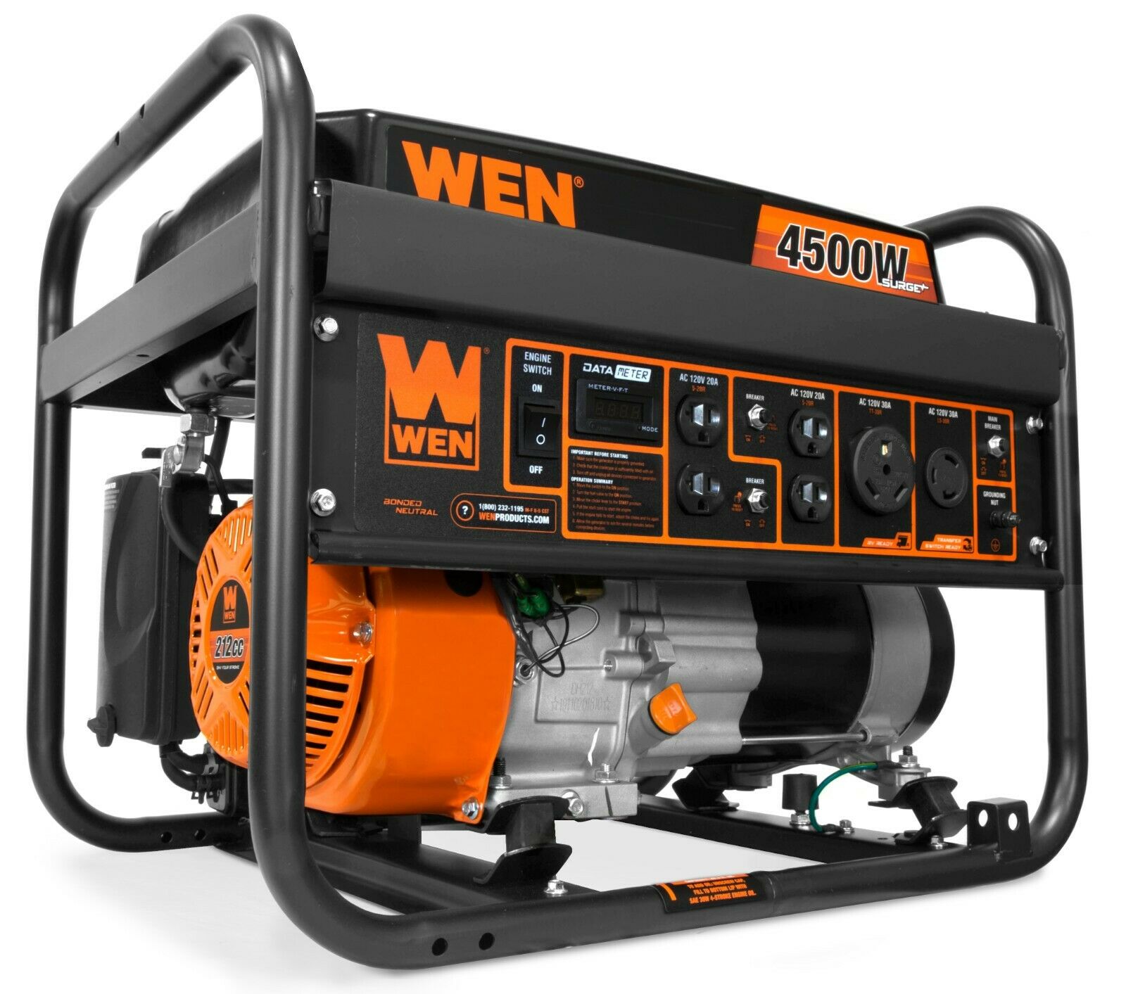 Wen Gn4500 4500-watt 212cc Transfer Switch And Rv-ready Portable Generator, Carb