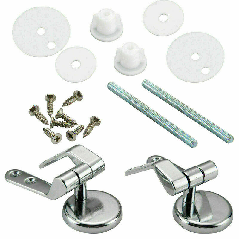 1 PAIR TOILET CHROME HINGES WITH FITTINGS TOILET SEAT REPLACEMENT MOUNTINGS TOP