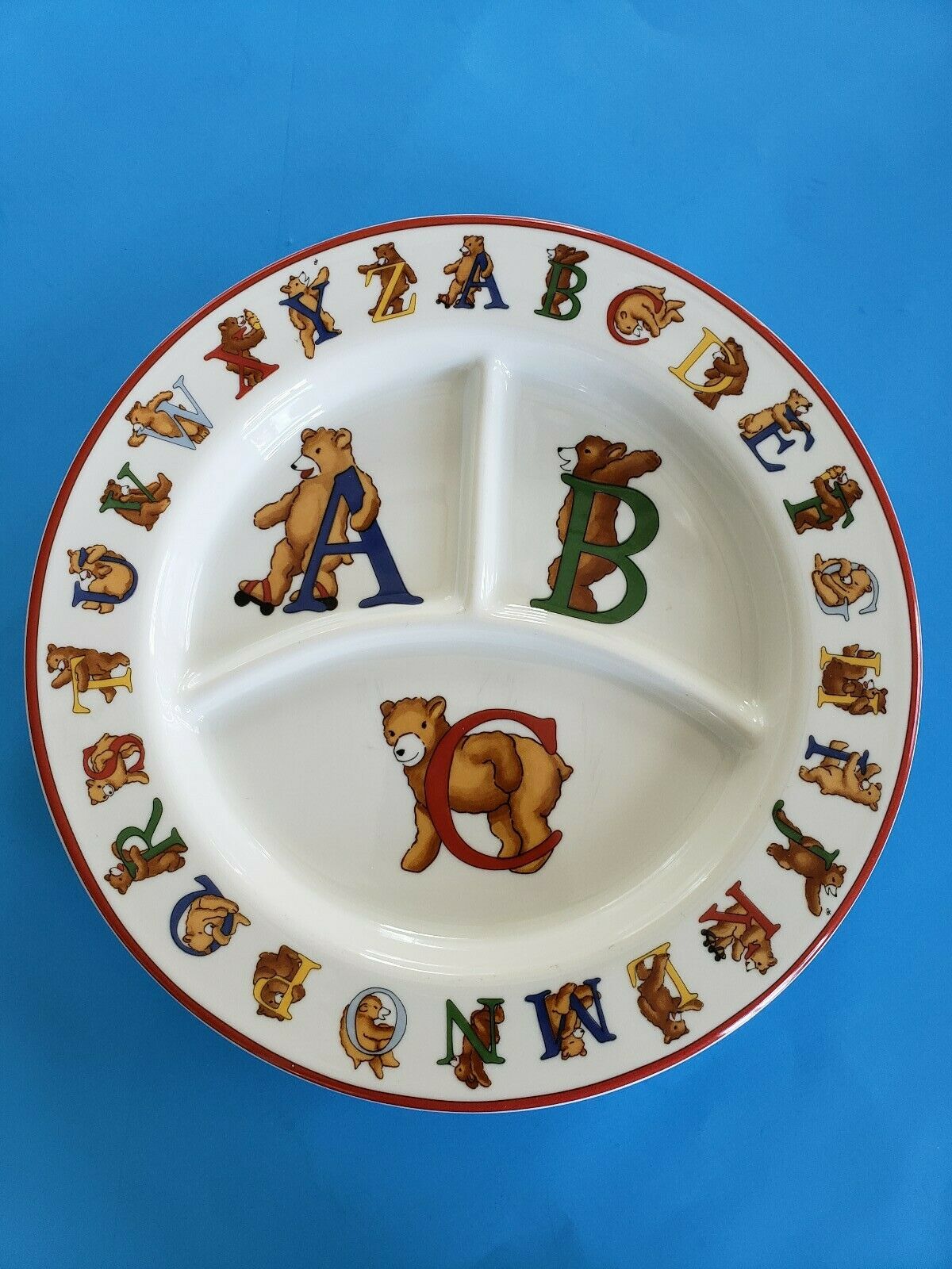 Tiffany & Co Baby Plate Childs Dish Alphabet Bears Feeding Divided Cute!