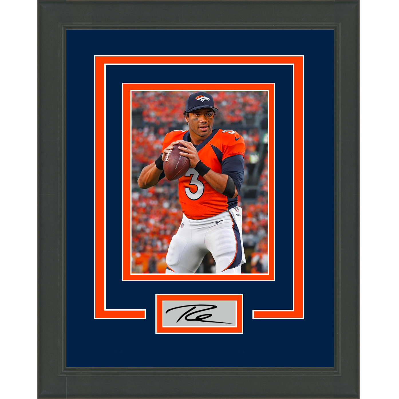 Framed Russell Wilson Facsimile Laser Engraved Signature Auto Broncos 14x17