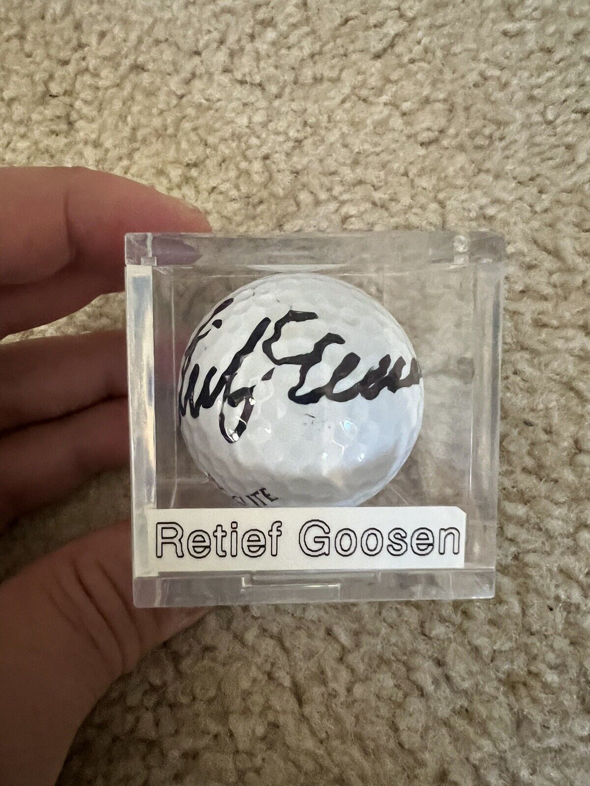 Retief Goosen Hand Signed Autographed Golf Ball In Plastic Case