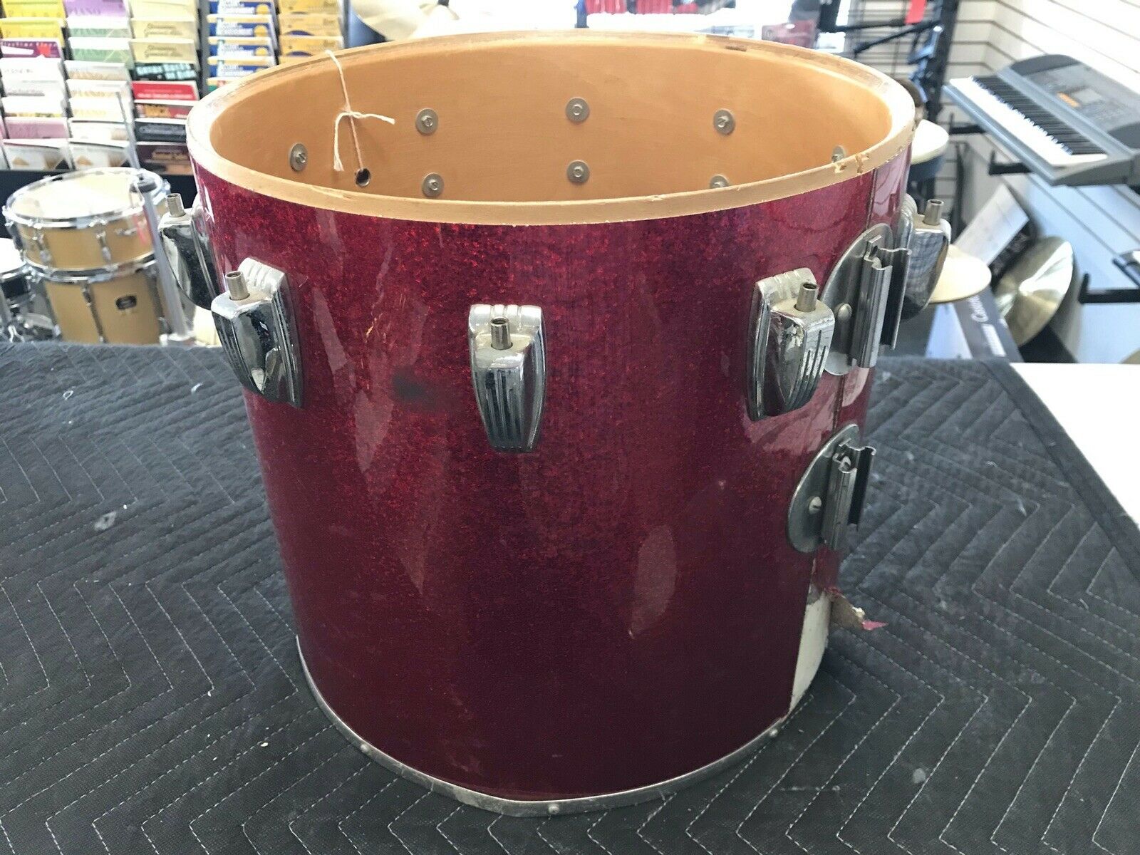 Vintage Ludwig Tom Red Sparkles Drum Serial Number 22755