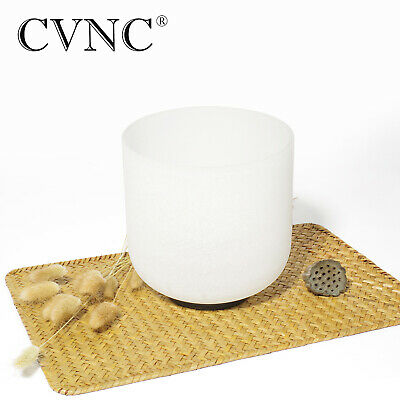 CVNC 7 Inch C Note Root Chakra Quartz Frosted Crystal Singing Bowl Rubber Mallet