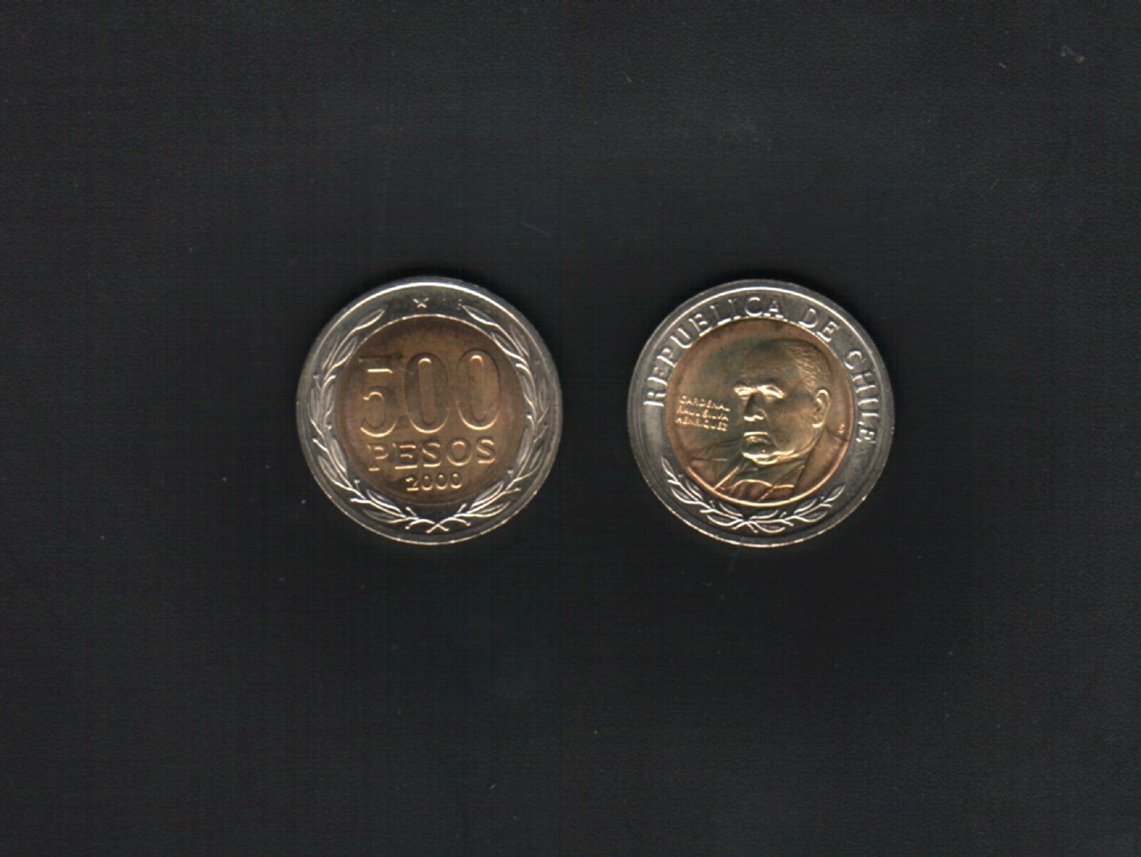 Chile 500 Pesos Km-235 2000 Date Millennium Bi Metal Unc Latino Currency Coin