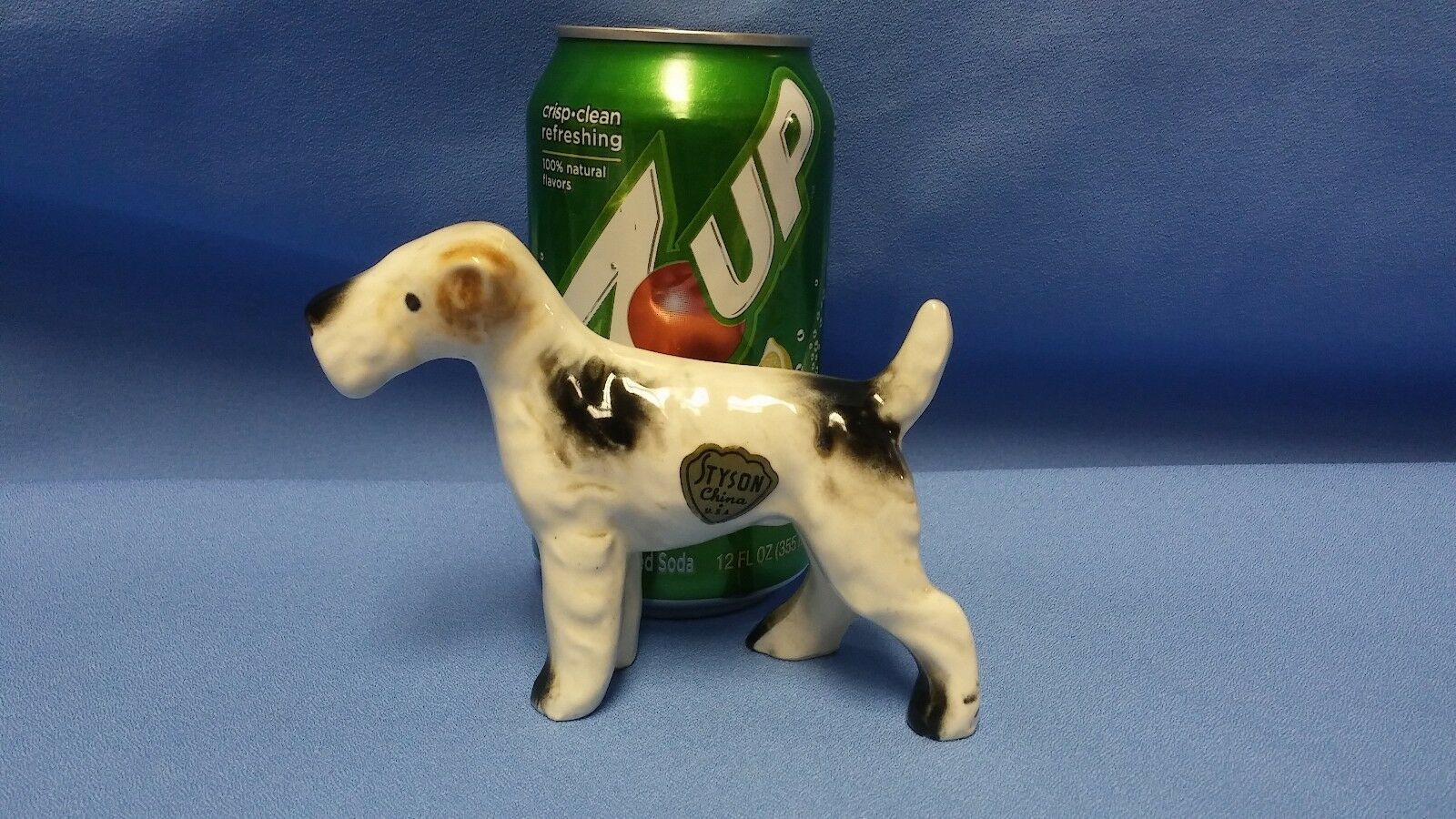 Vintage Styson China Black White & Brown Terrier Dog Porcelain Figurine