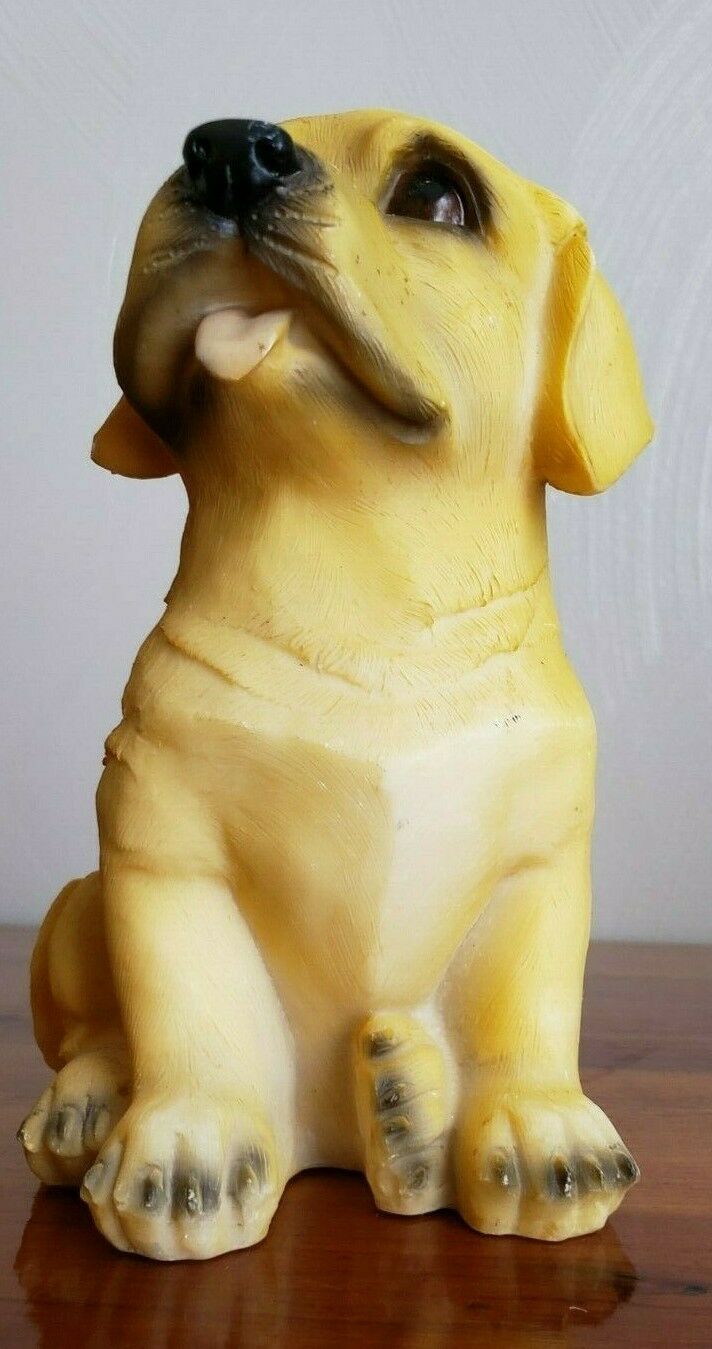Dog Figurine Yellow Golden Carved Plastic Puppy