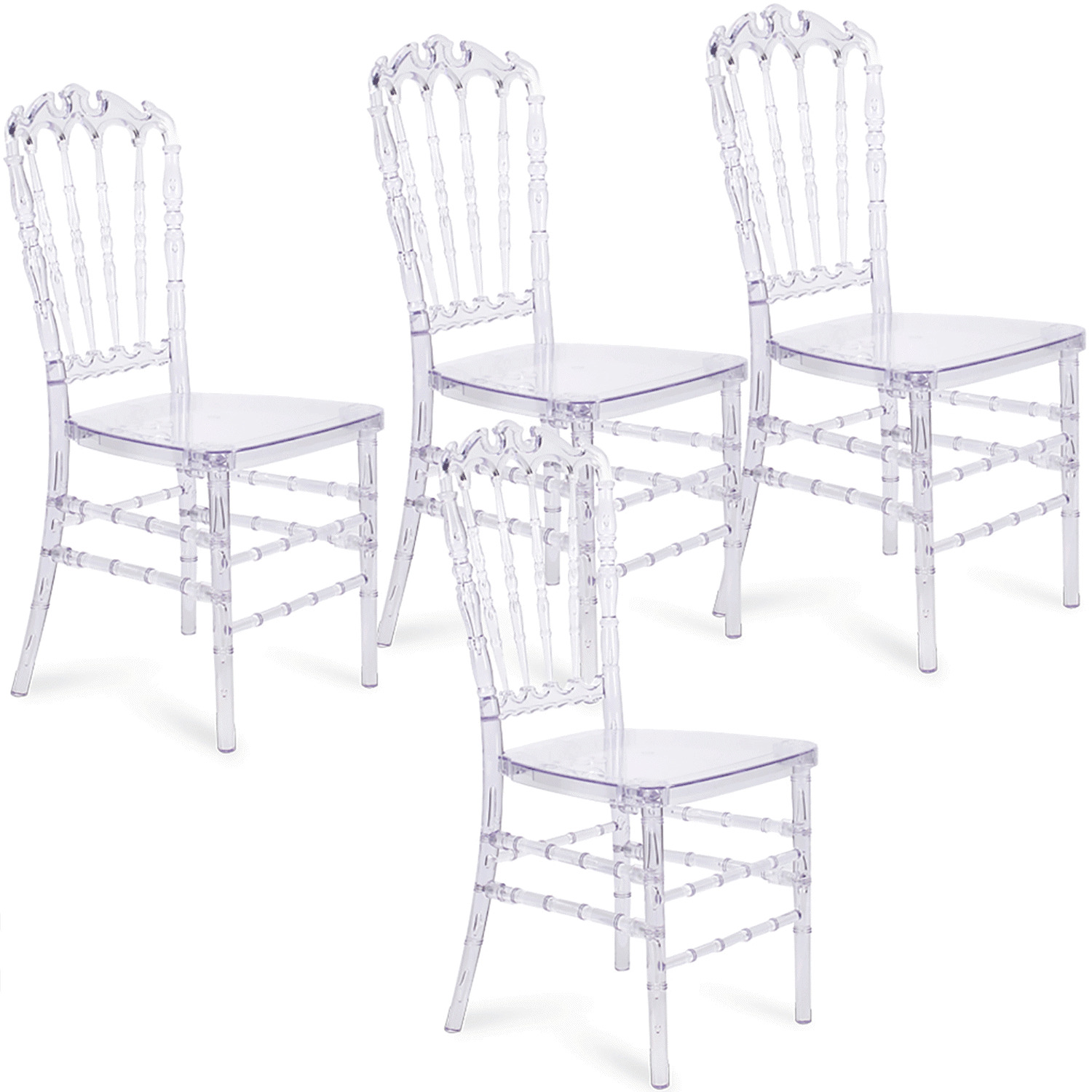 Set Of 4 Acrylic Transparent Crown Chiavari Crystal Dining Chairs For Wedding Us