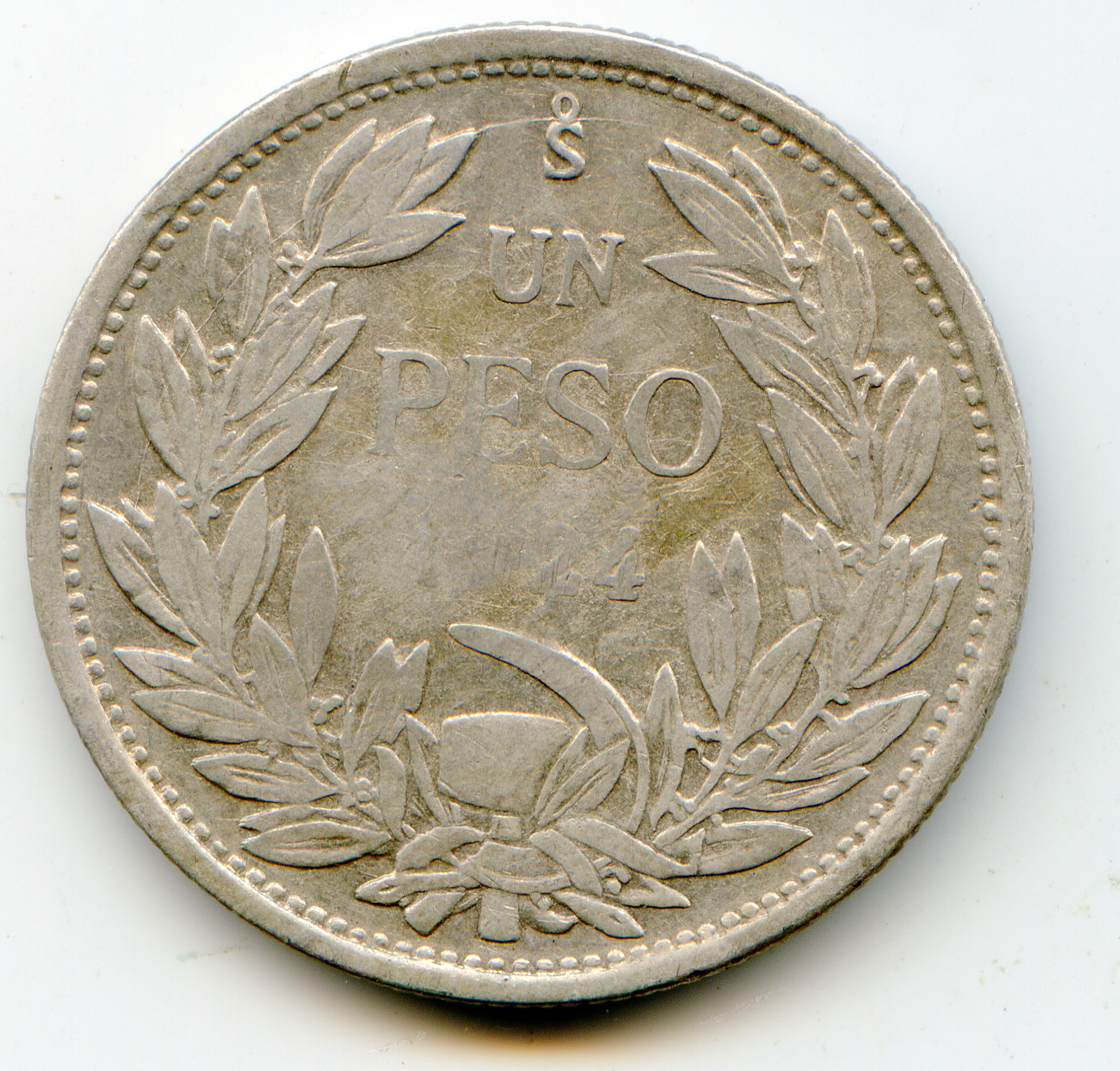 Chile Peso 1924 0.5 very scarce issue weak date side (Strike)   lotnov7237