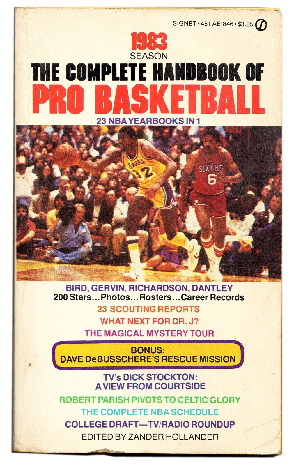 ORIGINAL Vintage 1983 Complete Handbook of Pro Basketball Hollander Magic