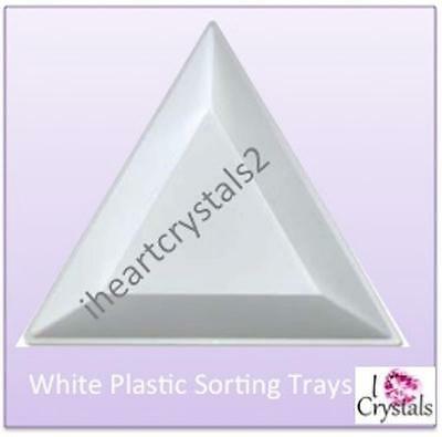 White Plastic Triangle Sorting Tray Crystals Flatback Rhinestones Chatons Nails
