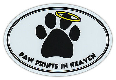 Oval Car Magnet - Paw Prints In Heaven - Dog/Pet Memorial - Bumper Sticker Decal