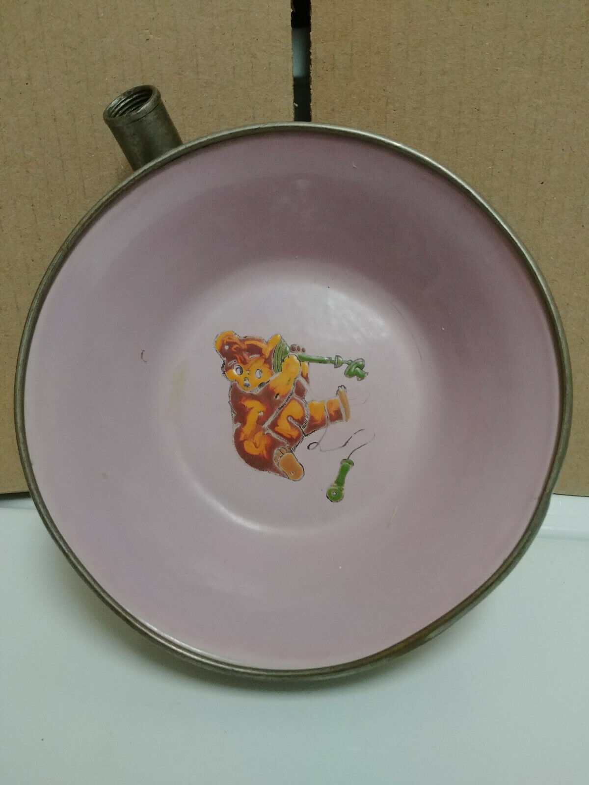 Vintage Children's Bowl Dish Warming Nickel on Brass Germany