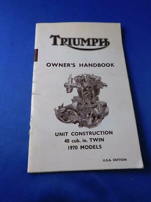 TRIUMPH OWNERS HANDBOOK MANUAL BIKE MOTORCYCLE UNIT CONSTRUCTION 40 CUB IN 1970