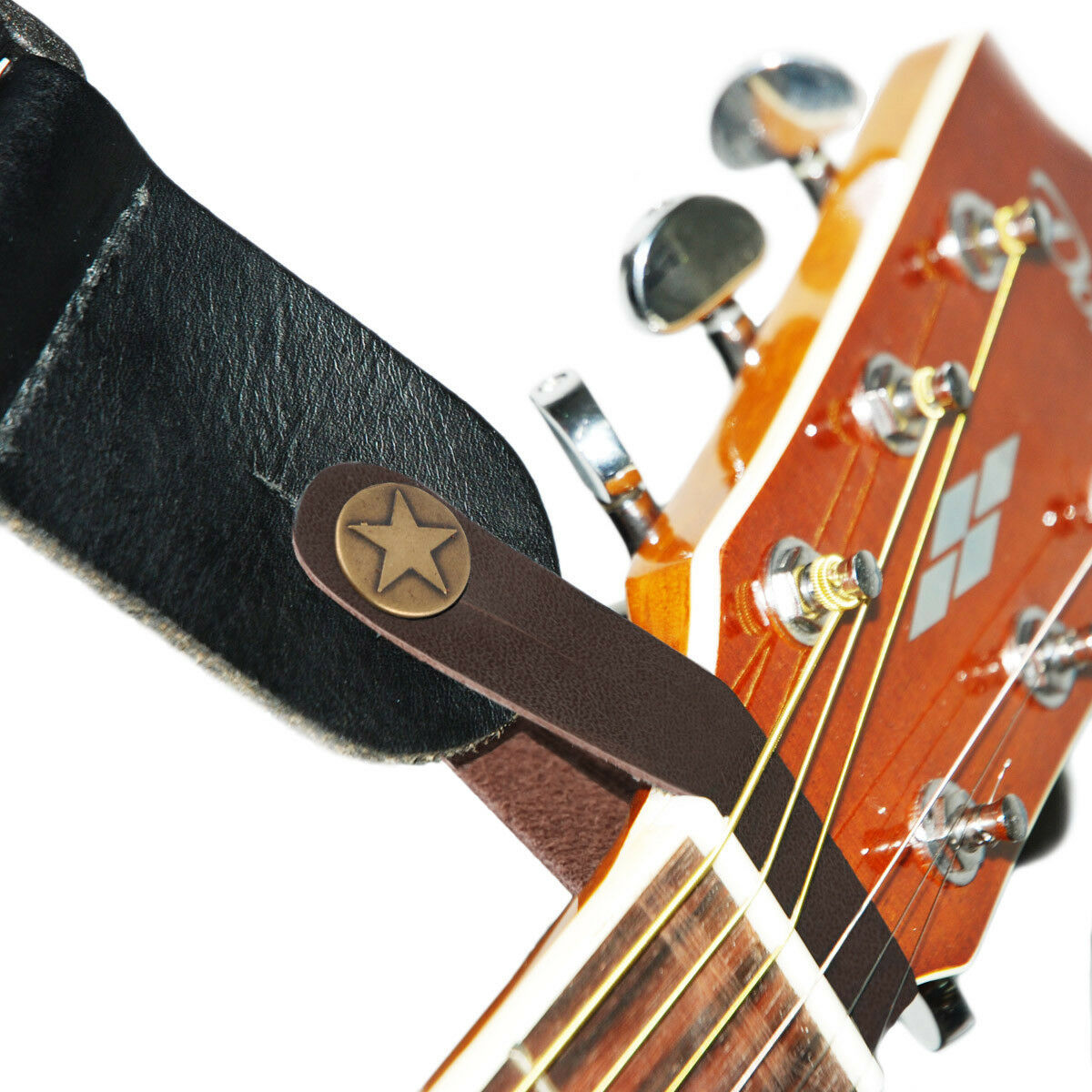 Genuine Leather Guitar Strap Button For Acoustic / Folk / Classic Guitar Brown