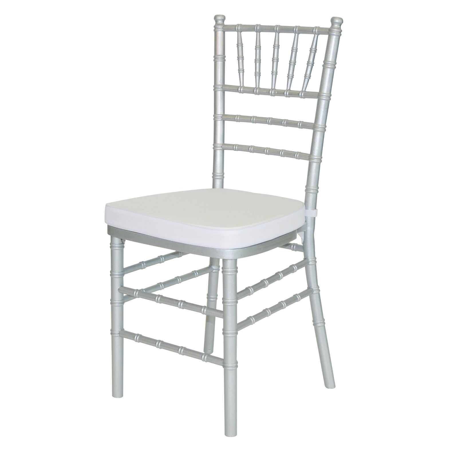 Pre Chiavari Set Of 4 Wood Chair With Silver And White Cushion 1879