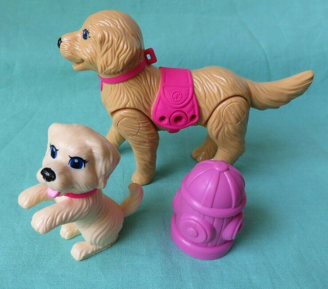 BARBIE PETS STROLLIN' PUPS TAFFY + Baby Puppy Dog animal 2010 Mattel set