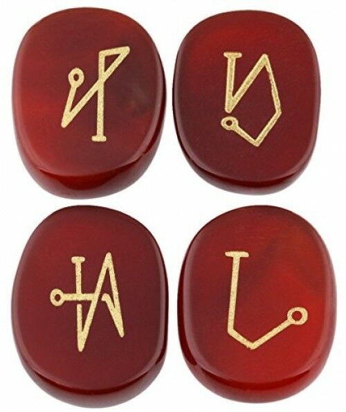 Rockcloud Healing Crystal 4pcs Engraved Angel Symbol Palm Stones Reiki