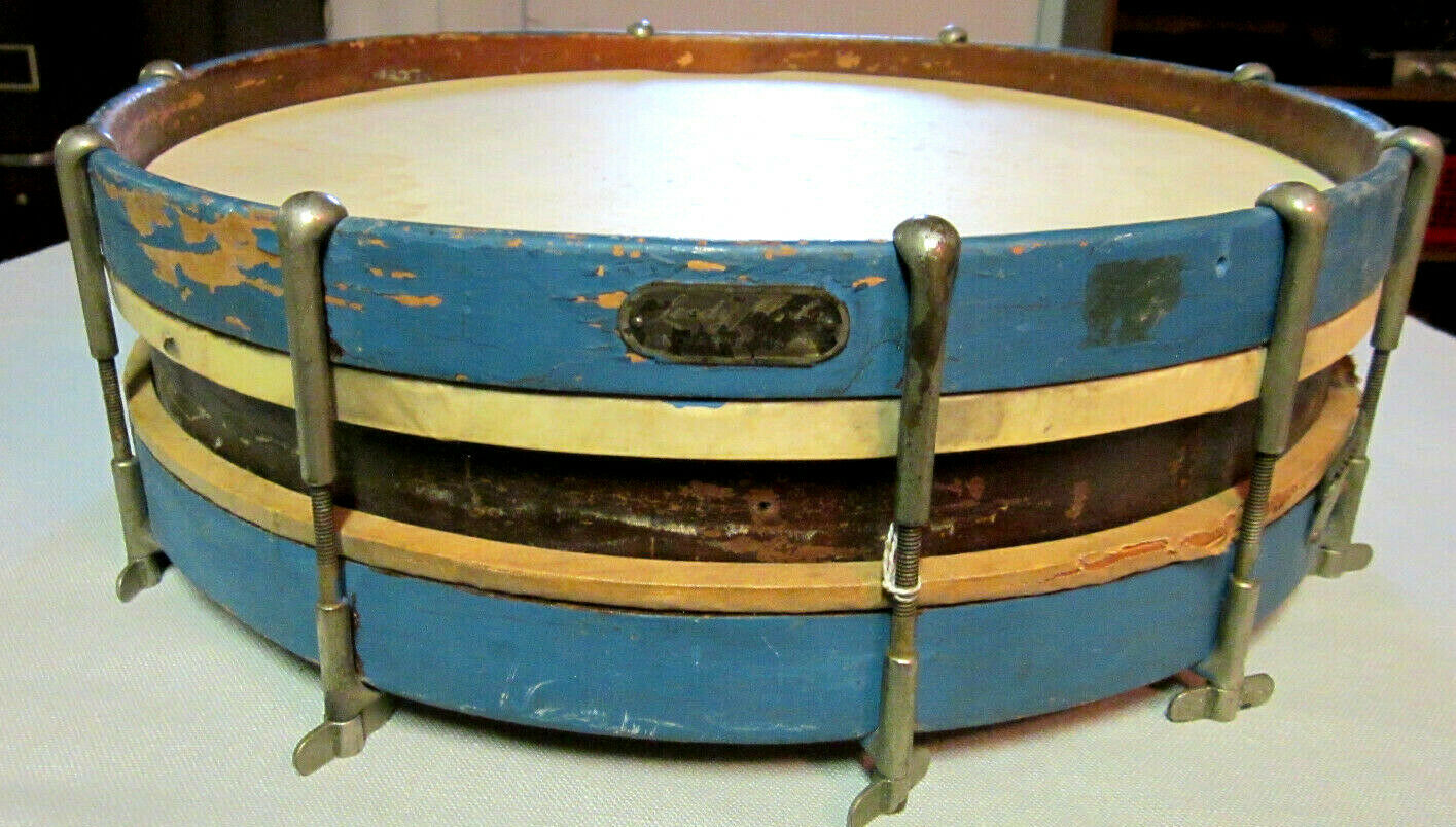 Vintage 1920s Leedy Indianapolis Usa 15" X 3" Wood Snare Drum W/ Badge
