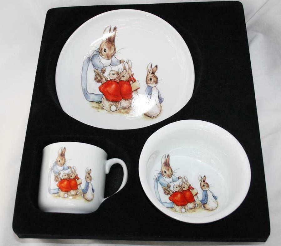 Reutter Germany Porcelain Beatrix Potter Child's Plate Cup Bowl Set NIB  #1697