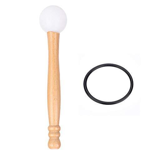 Singing Bowl Mallet & O-ring, Rubber Head Wood Handle Mallet Stick Rubber O