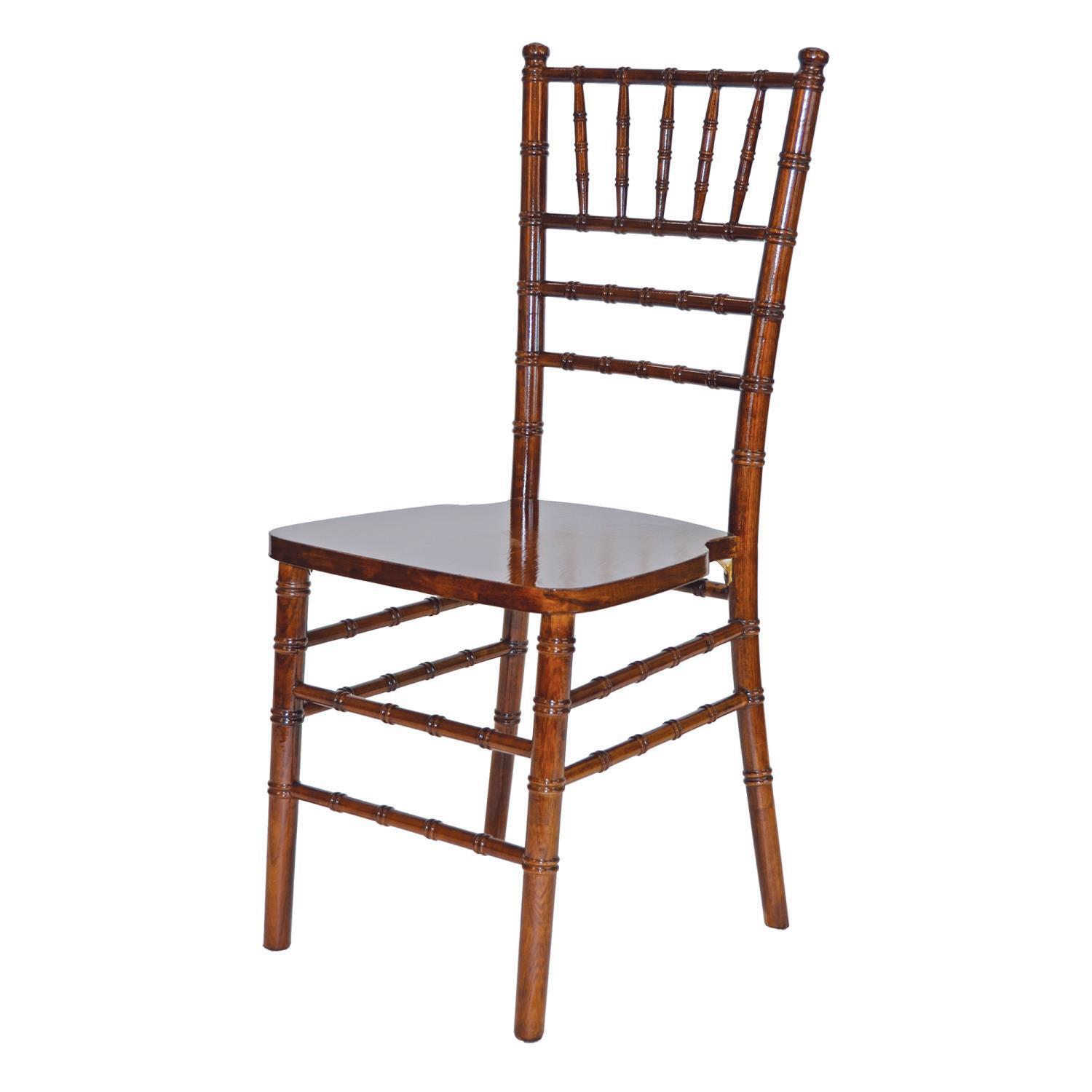 Pre Chiavari Set Of 4 Wood Chair With Dark Fruitwood And Ivory Cushion 1868