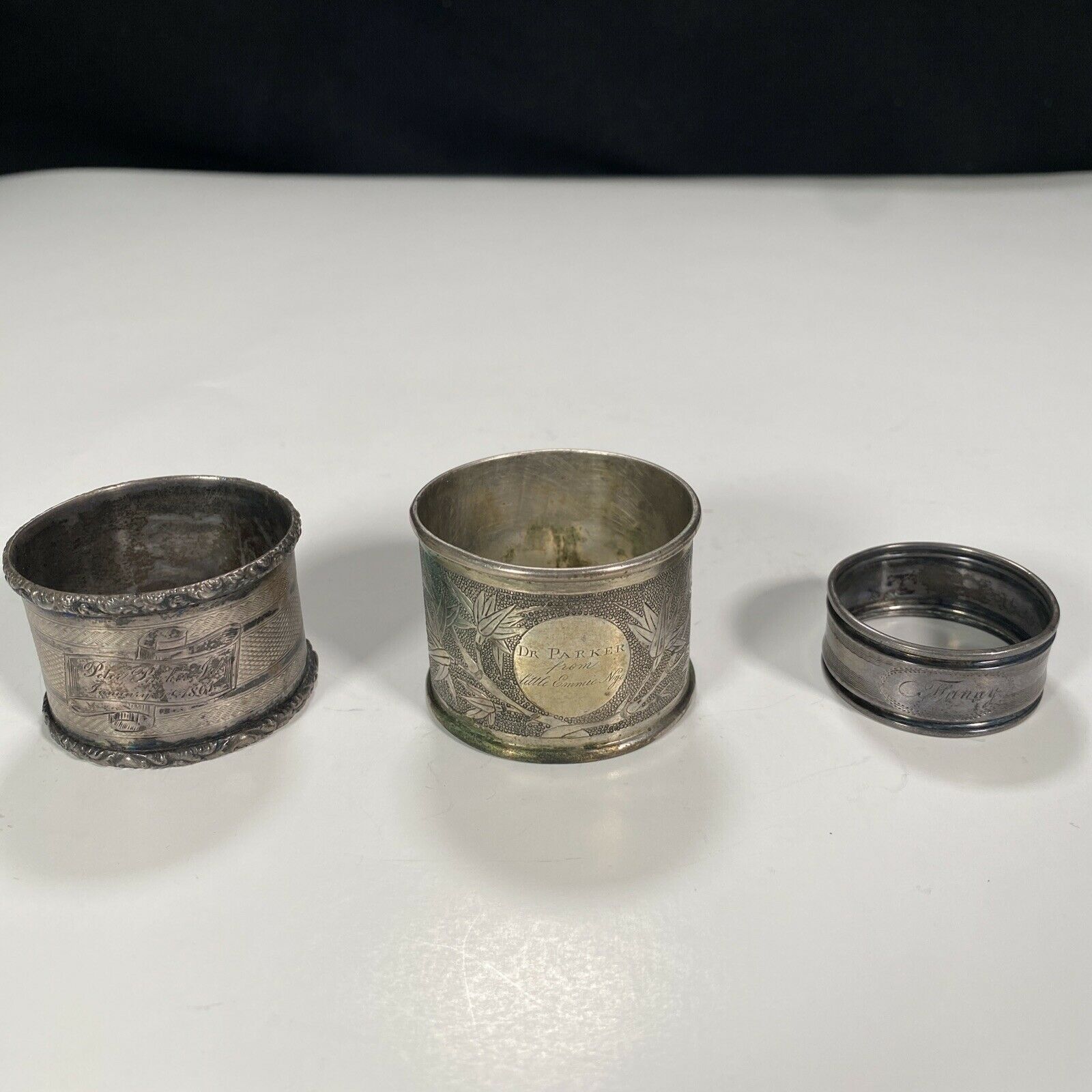 Antique Engraved Silver Napkin Rings, Historic