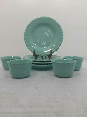 8 Pcs Pottery Barn Emma Ceramic Tableware 4 Bowls 4 Shallow Plates Portugal
