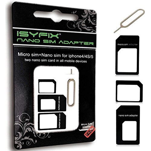 iSYFIX SIM Card Adapter Nano Micro - Standard 4 in 1 Converter Kit with Steel