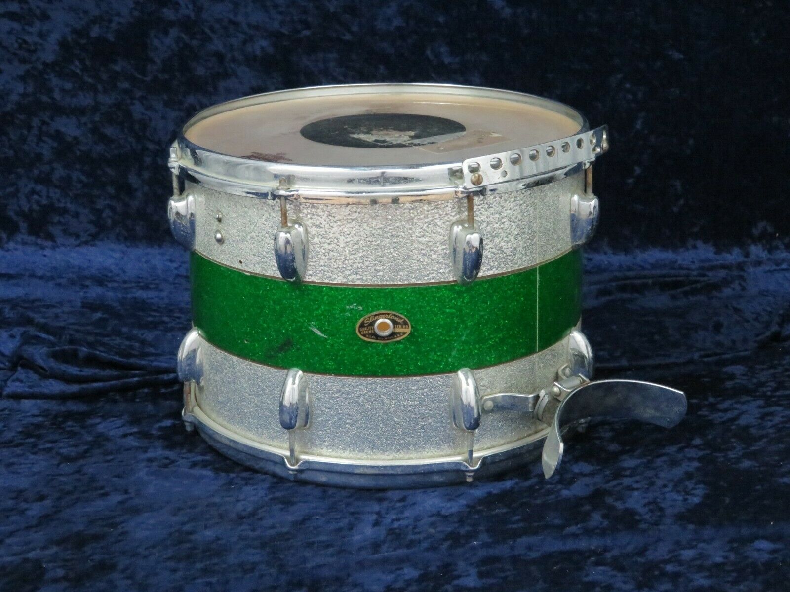 Slingerland Black & Gold Niles 10x14 Tenor Drum Ser#16861 Green & Silver Sparkle