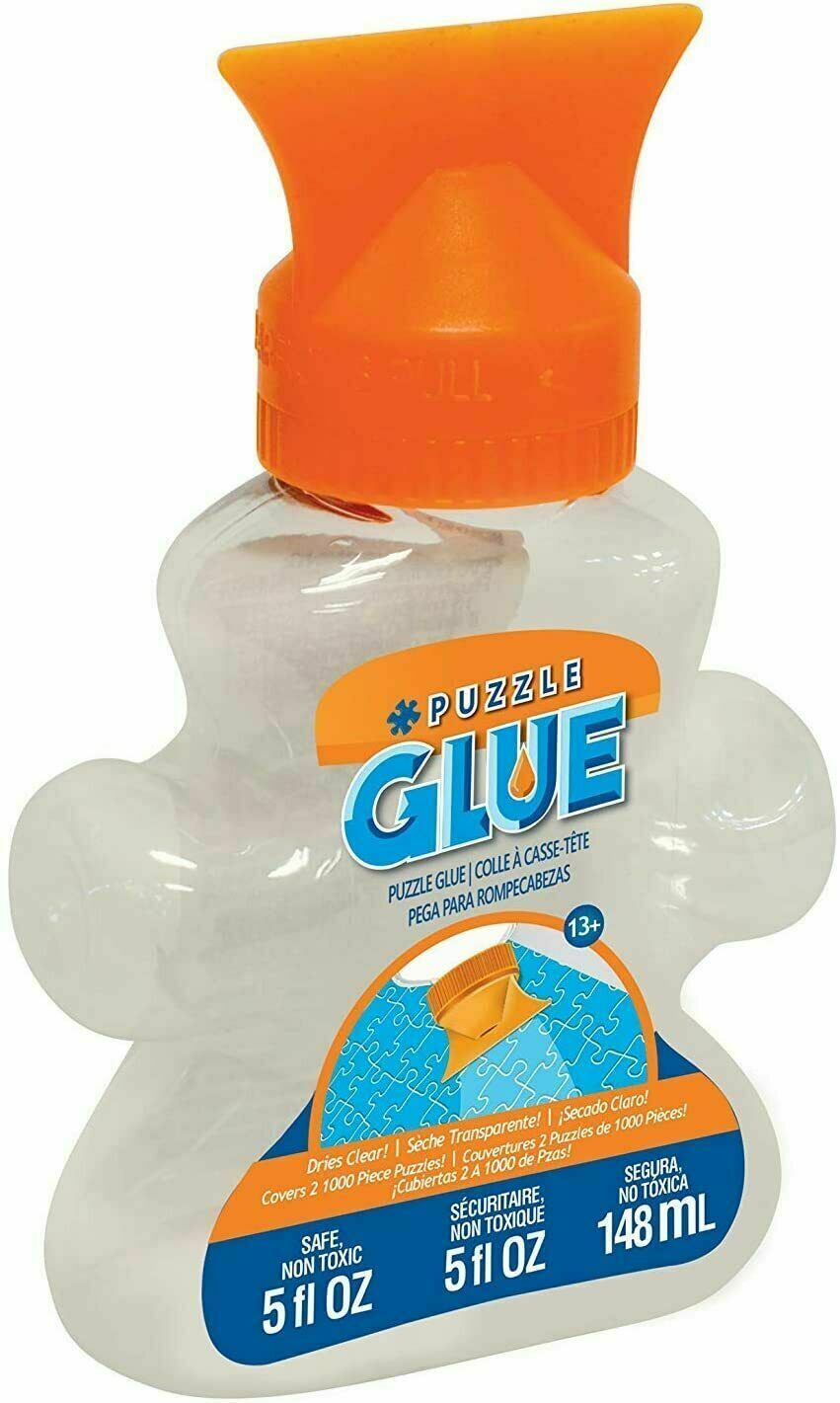 Masterpieces Puzzle Glue Jigsaw Shaped Bottle, Spreader Included, 5 Fl Oz