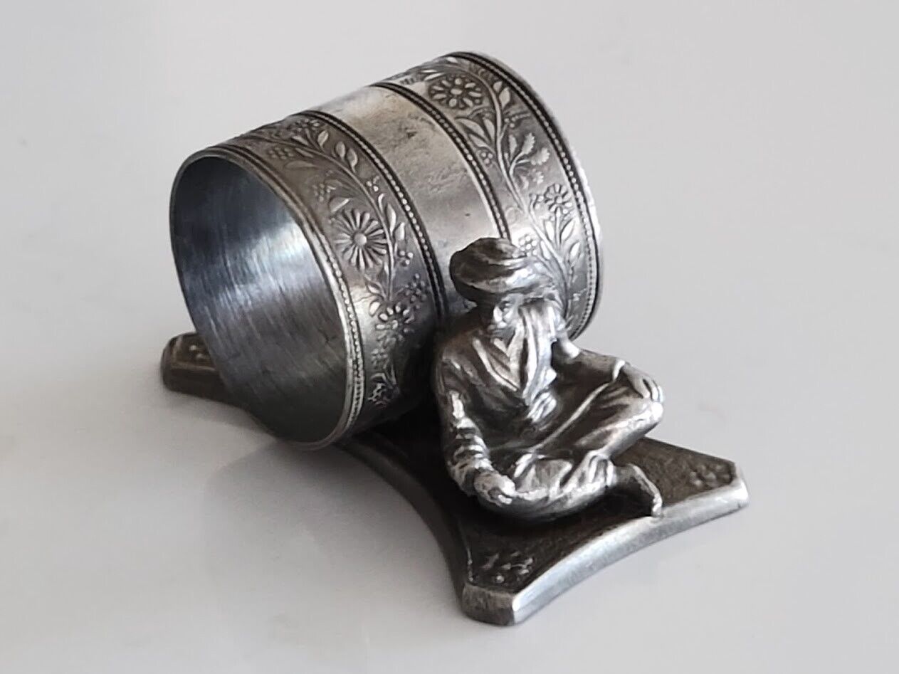 Antique Genie Man with Turban Figural Webster Silver Plate Napkin Ring
