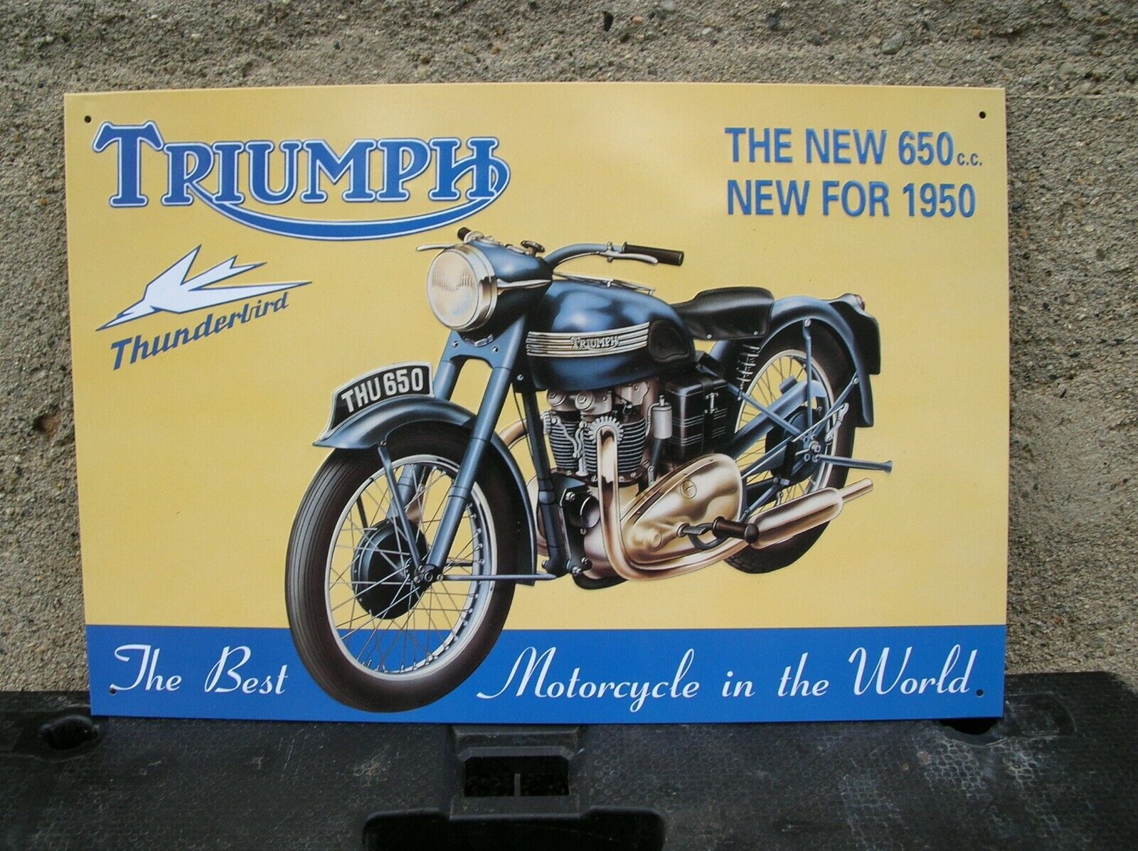 Triumph Thunderbird 650cc Motorcycle Embossed Metal Sign 16x11 New