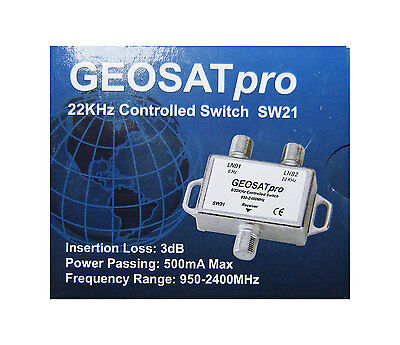 Geosatpro 22khz Tone Control Satellite Switch 0/22 Khz 2x1 Switch Fta Sw21