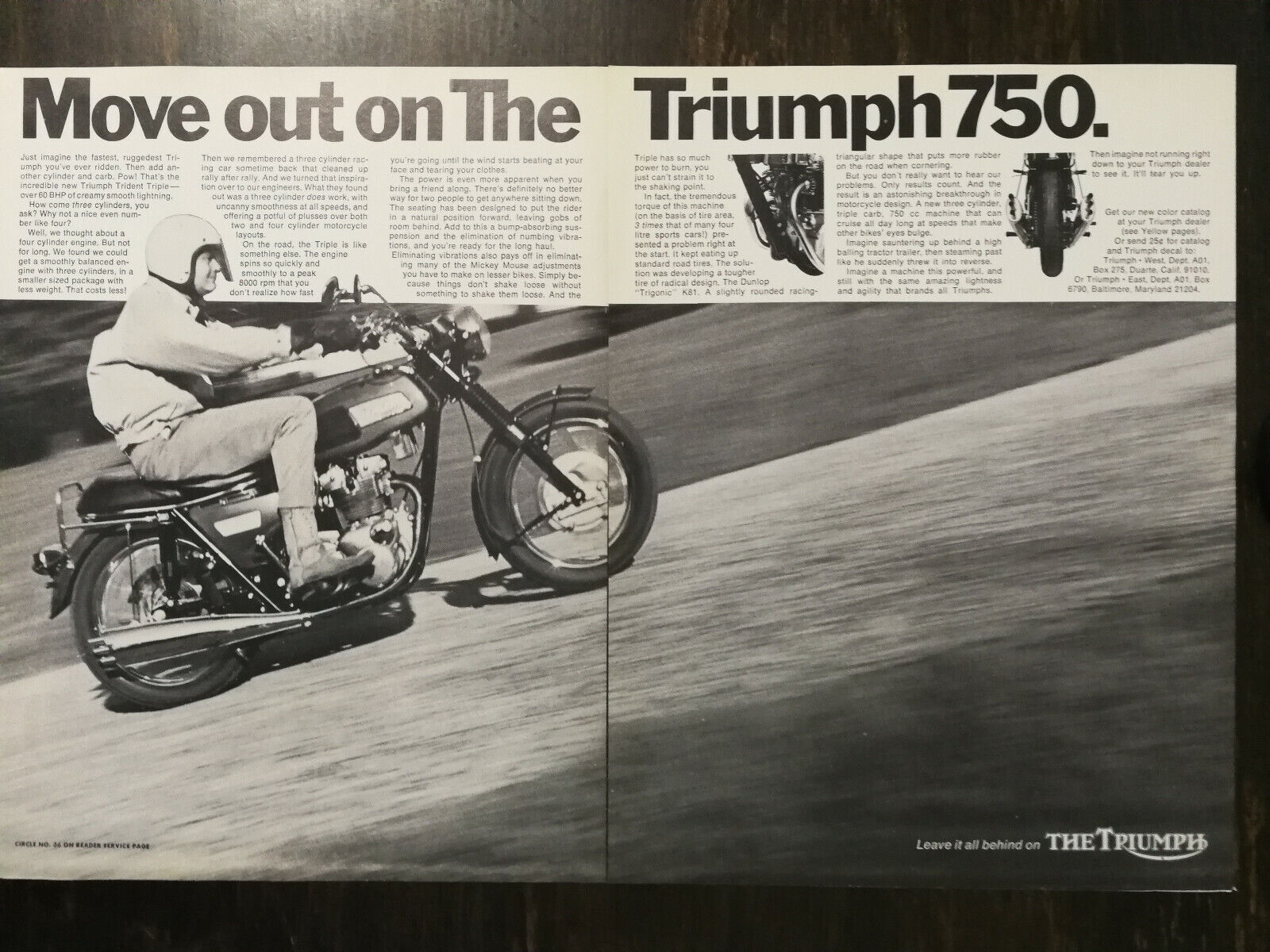 Vintage 1969 Triumph 250 Motorcycle 2-Page Original Ad