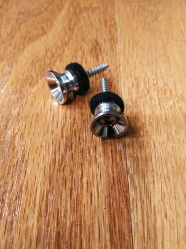 Chrome Guitar Strap Buttons With Stainless Screws And Black Felt, Strat Style