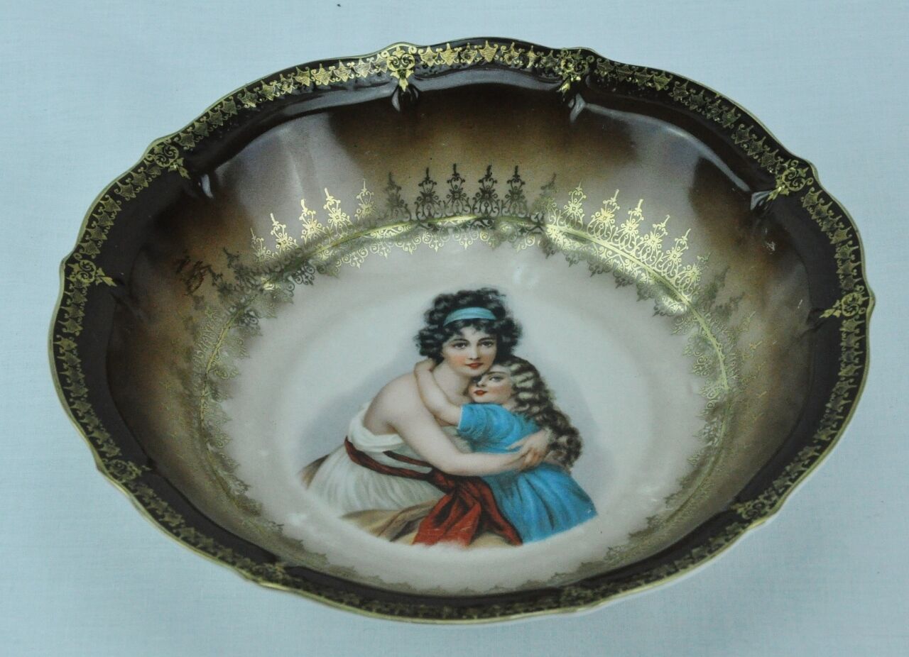Antique German Portrait Bowl, Mother And Daughter.  (bi#mk/0417)