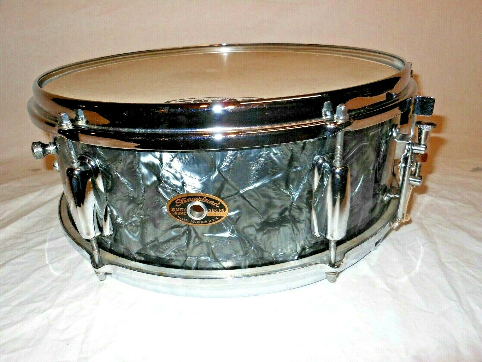 Stunning Vintage Nov 1962 Slingerland Black Diamond Pearl 5x14" Snare Drum